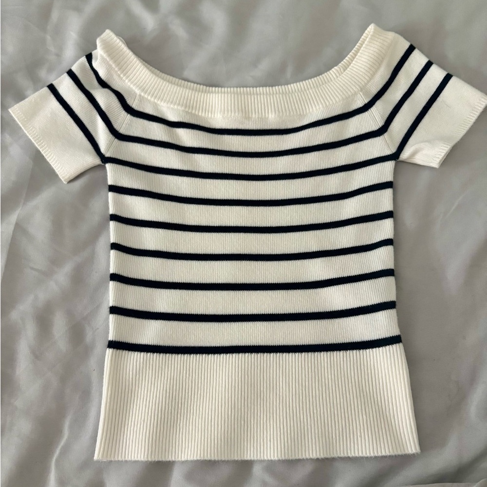 Garage Black and White Striped Knit Top